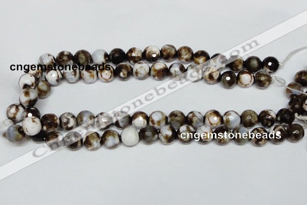 CAB620 15.5 inches 12mm faceted round leopard skin agate beads wholesale