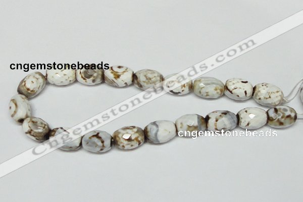 CAB624 15.5 inches 14*20mm faceted egg-shaped leopard skin agate beads