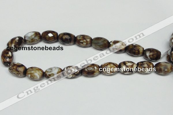 CAB625 15.5 inches 14*20mm faceted egg-shaped leopard skin agate beads