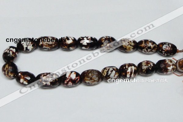 CAB626 15.5 inches 16*22mm faceted egg-shaped leopard skin agate beads