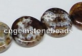 CAB628 15.5 inches 20mm flat round leopard skin agate beads wholesale