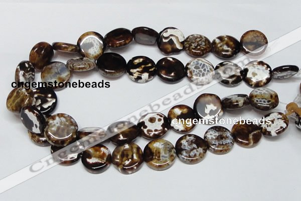 CAB628 15.5 inches 20mm flat round leopard skin agate beads wholesale