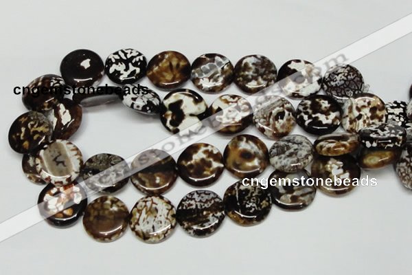 CAB629 15.5 inches 22mm flat round leopard skin agate beads wholesale