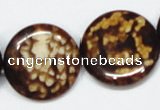 CAB630 15.5 inches 25mm flat round leopard skin agate beads wholesale