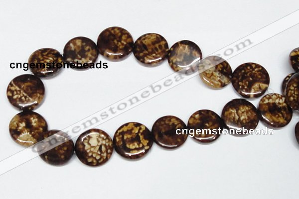 CAB630 15.5 inches 25mm flat round leopard skin agate beads wholesale