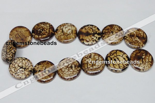 CAB631 15.5 inches 30mm flat round leopard skin agate beads wholesale