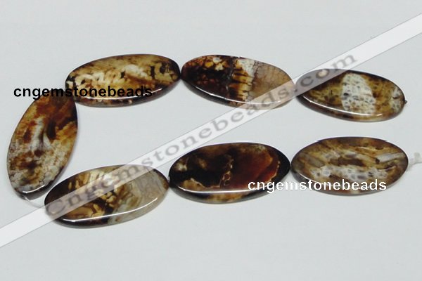 CAB632 15.5 inches 25*50mm oval leopard skin agate beads wholesale