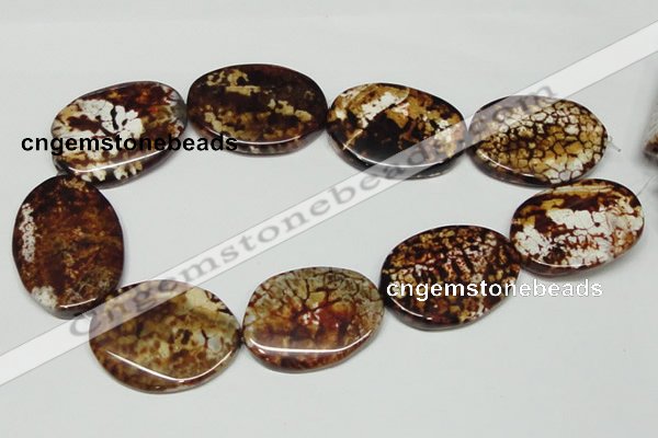 CAB635 15.5 inches 30*40mm twisted oval leopard skin agate beads