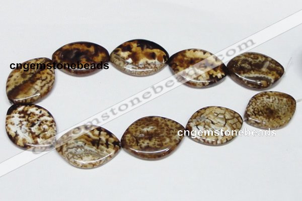 CAB638 15.5 inches 30*40mm marquise leopard skin agate beads