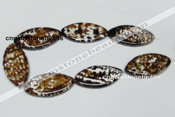 CAB639 15.5 inches 25*50mm marquise leopard skin agate beads