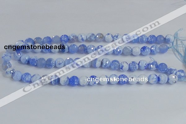 CAB650 15.5 inches 10mm faceted round fire crackle agate beads