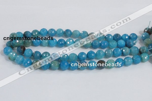 CAB654 15.5 inches 10mm faceted round fire crackle agate beads