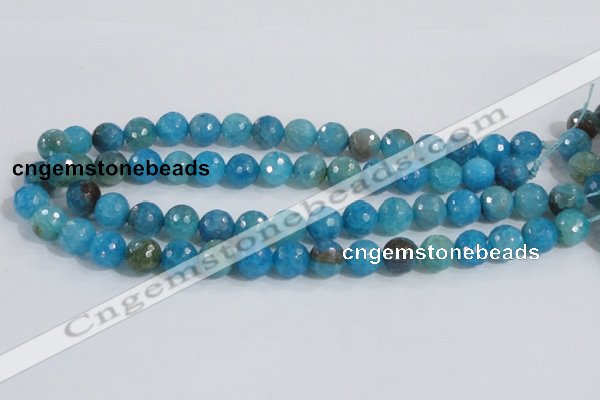 CAB655 15.5 inches 12mm faceted round fire crackle agate beads