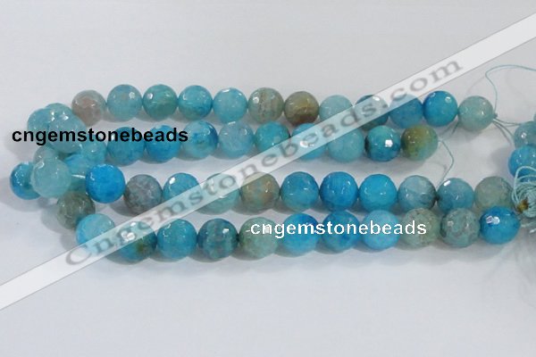 CAB656 15.5 inches 14mm faceted round fire crackle agate beads