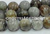 CAB68 15.5 inches 12mm round silver needle agate gemstone beads