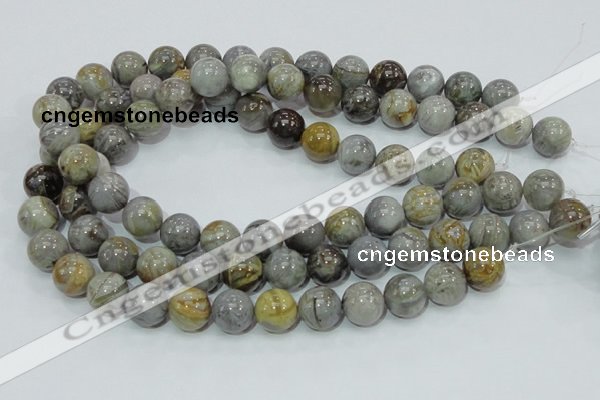 CAB69 15.5 inches 14mm round silver needle agate gemstone beads