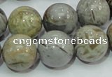 CAB70 15.5 inches 16mm round silver needle agate gemstone beads