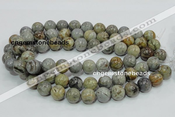 CAB70 15.5 inches 16mm round silver needle agate gemstone beads