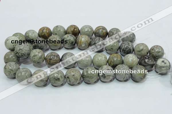 CAB71 15.5 inches 20mm round silver needle agate gemstone beads