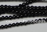 CAB720 15.5 inches 3mm round black agate gemstone beads wholesale