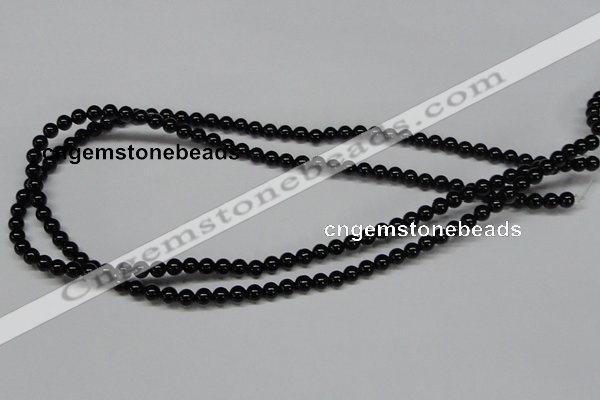 CAB722 15.5 inches 5mm round black agate gemstone beads wholesale