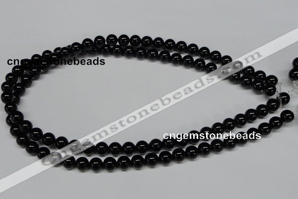 CAB724 15.5 inches 8mm round black agate gemstone beads wholesale