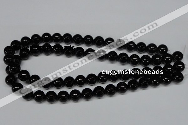 CAB726 15.5 inches 12mm round black agate gemstone beads wholesale