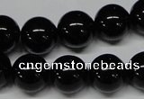 CAB727 15.5 inches 14mm round black agate gemstone beads wholesale