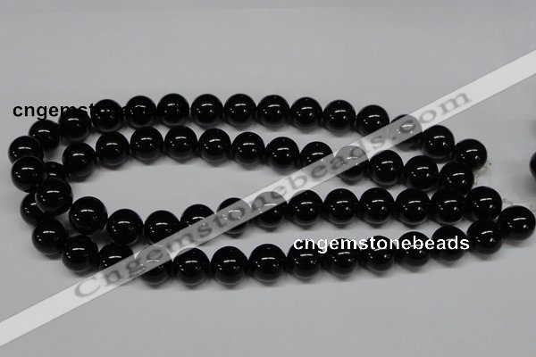 CAB727 15.5 inches 14mm round black agate gemstone beads wholesale