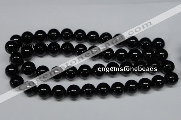 CAB728 15.5 inches 16mm round black agate gemstone beads wholesale