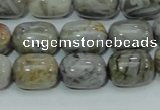 CAB73 15.5 inches 12*16mm egg-shaped silver needle agate beads