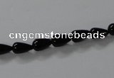 CAB732 15.5 inches 5*8mm teardrop black agate gemstone beads