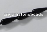 CAB734 15.5 inches 6*16mm teardrop black agate gemstone beads