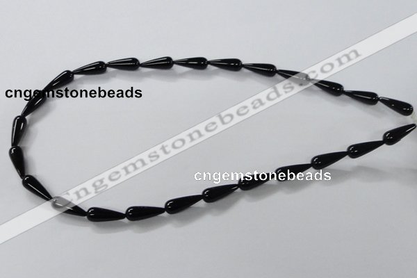 CAB734 15.5 inches 6*16mm teardrop black agate gemstone beads