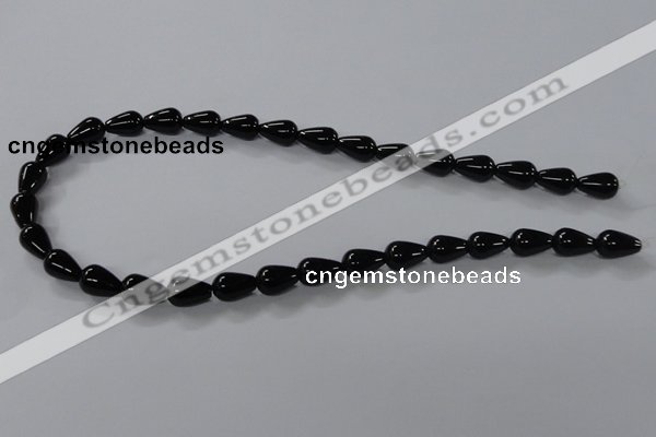 CAB735 15.5 inches 8*12mm teardrop black agate gemstone beads