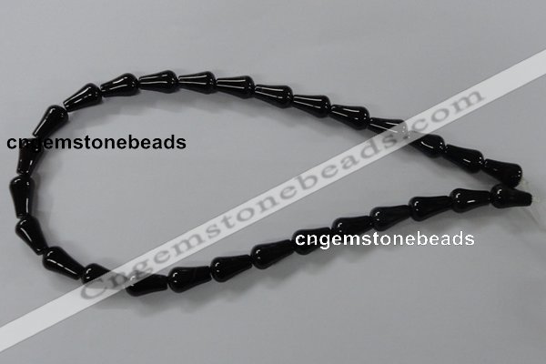 CAB736 15.5 inches 8*14mm teardrop black agate gemstone beads