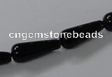 CAB737 15.5 inches 8*20mm teardrop black agate gemstone beads