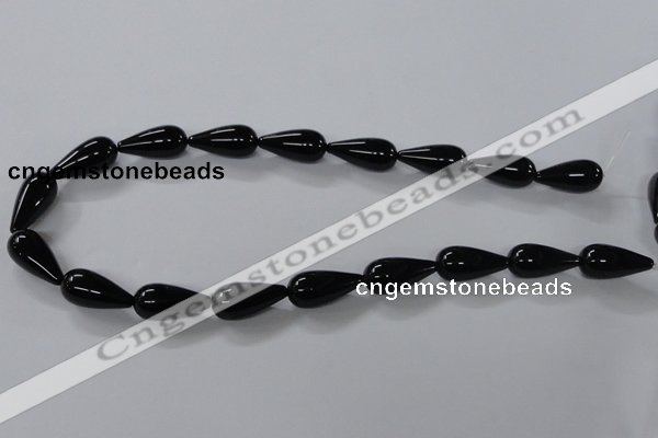 CAB739 15.5 inches 10*22mm teardrop black agate gemstone beads