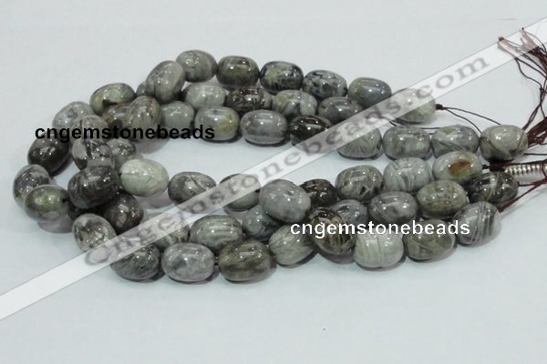 CAB74 15.5 inches 15*20mm egg-shaped silver needle agate beads