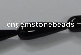 CAB740 15.5 inches 10*30mm teardrop black agate gemstone beads