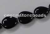 CAB746 15.5 inches 12*16mm flat teardrop black agate gemstone beads