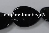 CAB748 15.5 inches 22*30mm flat teardrop black agate gemstone beads