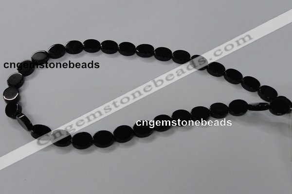 CAB750 15.5 inches 10*12mm oval black agate gemstone beads