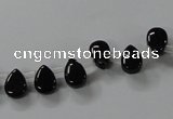 CAB752 15.5 inches 6*8mm top-drilled flat teardrop black agate beads