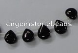 CAB753 15.5 inches 8*10mm top-drilled flat teardrop black agate beads