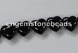 CAB755 15.5 inches 10*10mm top-drilled heart black agate beads