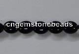 CAB756 15.5 inches 8*10mm oval black agate gemstone beads wholesale