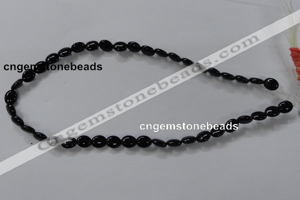 CAB756 15.5 inches 8*10mm oval black agate gemstone beads wholesale