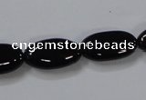 CAB760 15.5 inches 10*20mm oval black agate gemstone beads wholesale