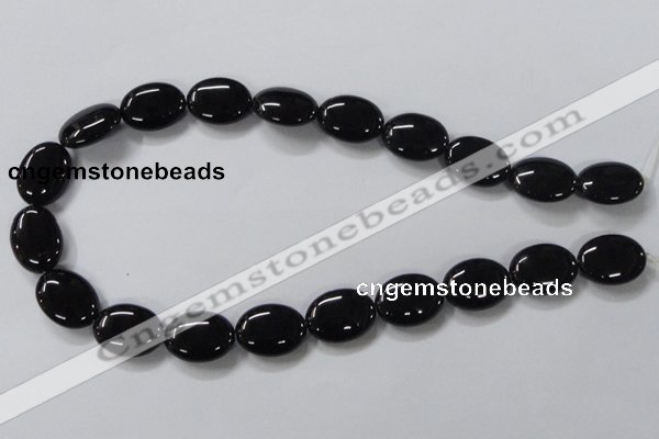 CAB761 15.5 inches 15*20mm oval black agate gemstone beads wholesale